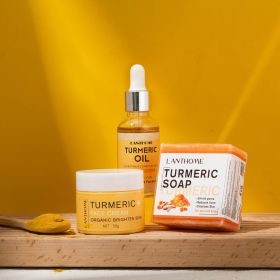 3pcs/set Turmeric Face Care Sets Acne Cleansing Cream Anti-Aging Serum Remover Dark Spots - 3pcs/set