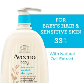 Aveeno Baby Daily Moisture Bath Body Wash & Shampoo, Oat Extract, 33 fl oz - Aveeno Baby Daily Moisture