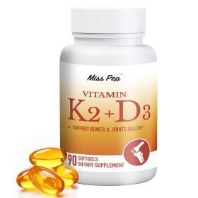 MissPep Vitamin D3-K2 Blended Dietary Supplement, 5000IU D3 & 100mcg K2 MK-7