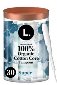 L. Organic Cotton Super Absorbency Tampons, 30 Count&nbsp