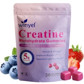 Creatine monohydrate gummies, 5 grams per serving, sugar-free creatine gummies, 36 gummies. - 1 PCS