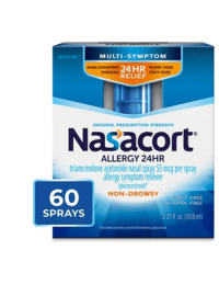 Nasacort 24HR Allergy Nasal Spray for Adults , Non-drowsy & Alcohol Free, 60 Sprays, 0.37 fl. oz.