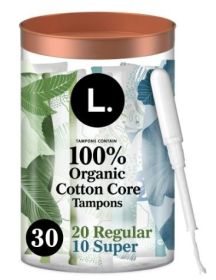 L. Organic Cotton Tampons DuoPack - Regular/Super Absorbency, 30 Ct -