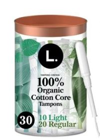 L. Organic Cotton Tampons DuoPack - Light/Regular Absorbency, 30 Ct