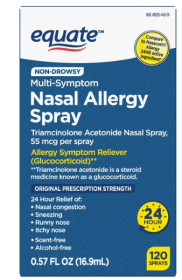 Equate Nasal Allergy Spray, 24 Hour Relief, Non-Drowsy, 120 Sprays - Equate Nasal Allergy Spray