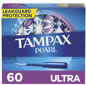 Tampax Pearl Tampons with LeakGuard Braid, Ultra Absorbency, 60 Ct