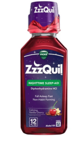 Vicks ZzzQuil Nighttime Sleep Aid Liquid, Diphenhydramine HCI 50mg, Vanilla Cherry, 12 Fl oz