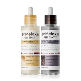 Dr.Melaxin Peel Shot Glow Rice Peeling Ampoule Duo Daily Soft Exfoliating Face and Body Scrub, Blackhead Remover - korean skin care
