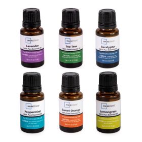 15mL Essential Oil Set Eucalyptus, Lavender, Lemongrass, Sweet Orange, Peppermnt, Tea Tree - 1 Pack