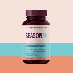 SEASON34 Menopause Heart Support for Women 40+ | Palpitations, Heart Racing &Fatigue Support | CoQ10, Aged Black Garlic & Resveratrol