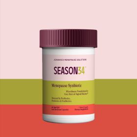 SEASON34 3-in-1 Menopause Probiotic for Women 40+ | Vaginal Care + Skin, Gut & Bloat Support | Prebiotic Fiber & Postbiotics