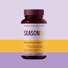 SEASON34 Menopause Mood & Memory Support for Women 40+ | Bacopa, L-Theanine, GABA & Ashwagandha | 60 Capsules