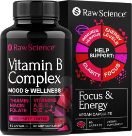 Vitamin B Complex Capsules B1 B2 B3 B5 B6 B7 B9 B12 Biotin Folic Acid Vitamin C for Energy & Immune Support