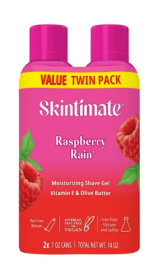 Skintimate Raspberry Rain Womens Shave Gel Twin Pack, 14 oz Total, Moisturizing Womens Shaving Cream