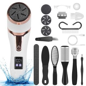 17Pcs Electric Foot Callus Remover with Vacuum Foot Grinder Rechargeable Foot File Dead Skin Pedicure Machine - White