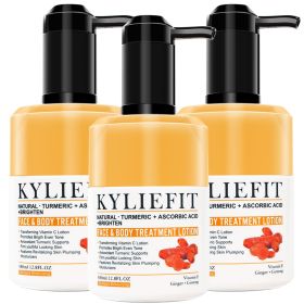 AILKE Turmeric Skin Care, Brightening, Anti Spot,  Reduce Acne - Body Scrub, Lotion, Face Cream, Soap, Toner - 3 Bottle Lotion