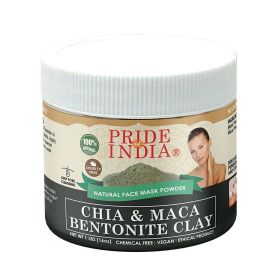 Chia & Maca Bentonite Clay Natural Face Mask Powder, 1 Pound (454gm) Jar by Pride Of India - Beauty