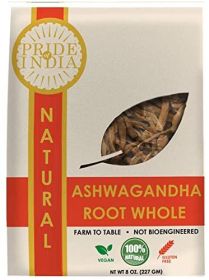 Pride of India- Natural Ashwagandha Root Whole- 8 oz (227 GM) Pack - Spices