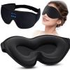 Sleeping Mask 3D Eye Mask HeadSet Headband Soft Elastic Comfortable Wireless Music Headset Eye Mask With Mic For Side Sleepers - black