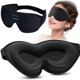 Sleeping Mask 3D Eye Mask HeadSet Headband Soft Elastic Comfortable Wireless Music Headset Eye Mask With Mic For Side Sleepers - black