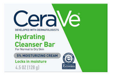CeraVe Hydrating Cleansing Bar for Face and Body for Normal to Dry Skin, 4.5 oz