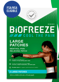 Biofreeze Pain Relief Patches, Back Knee Muscle Joint and Arthritis Pain Relievers, Menthol, 5 Count