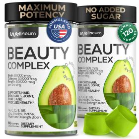 Biotin and Collagen Peptide Gummies for Hair Growth Skin and Nails 12000 Mcg Beauty Gummies for Women and Men
