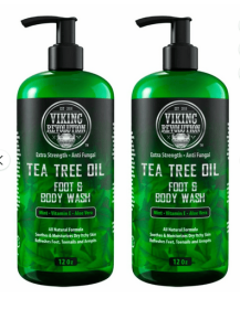Viking Revolution Tea Tree Oil Body Wash Soap for Men - Helps Athlete's Foot, Toenail, Jock Itch, Eczema, Ringworm & Body Odors