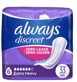 Always Discreet Incontinence Pads, Extra Heavy Absorbency, Regular, 33 Ct - Always