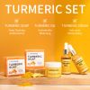 3pcs/set Turmeric Face Care Sets Acne Cleansing Cream Anti-Aging Serum Remover Dark Spots - 3pcs/set