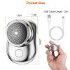 Electric Razor for Men Mini Shaver Portable Pocket Size Shaver USB Rechargeable Dry Usage for Home Travel Office - Silver