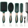 6pcs Hairdressing Comb Brush Set Paddle Air Cushion/Oval Air Bag/Rib/Round Curling/Rat Tail/Hair Brush Cleaning Comb