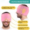 360° Massage Migraine Relief Hat Stress Relief Eye Mask Gel Hot Cold Therapy Cap  Ice Head Wrap for Headache and Puffy Eyes - pink