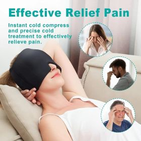 360° Massage Migraine Relief Hat Stress Relief Eye Mask Gel Hot Cold Therapy Cap  Ice Head Wrap for Headache and Puffy Eyes (Color: Black)